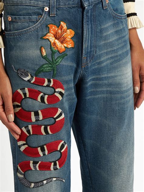 gucci expensive jeans|Gucci jeans with snake.